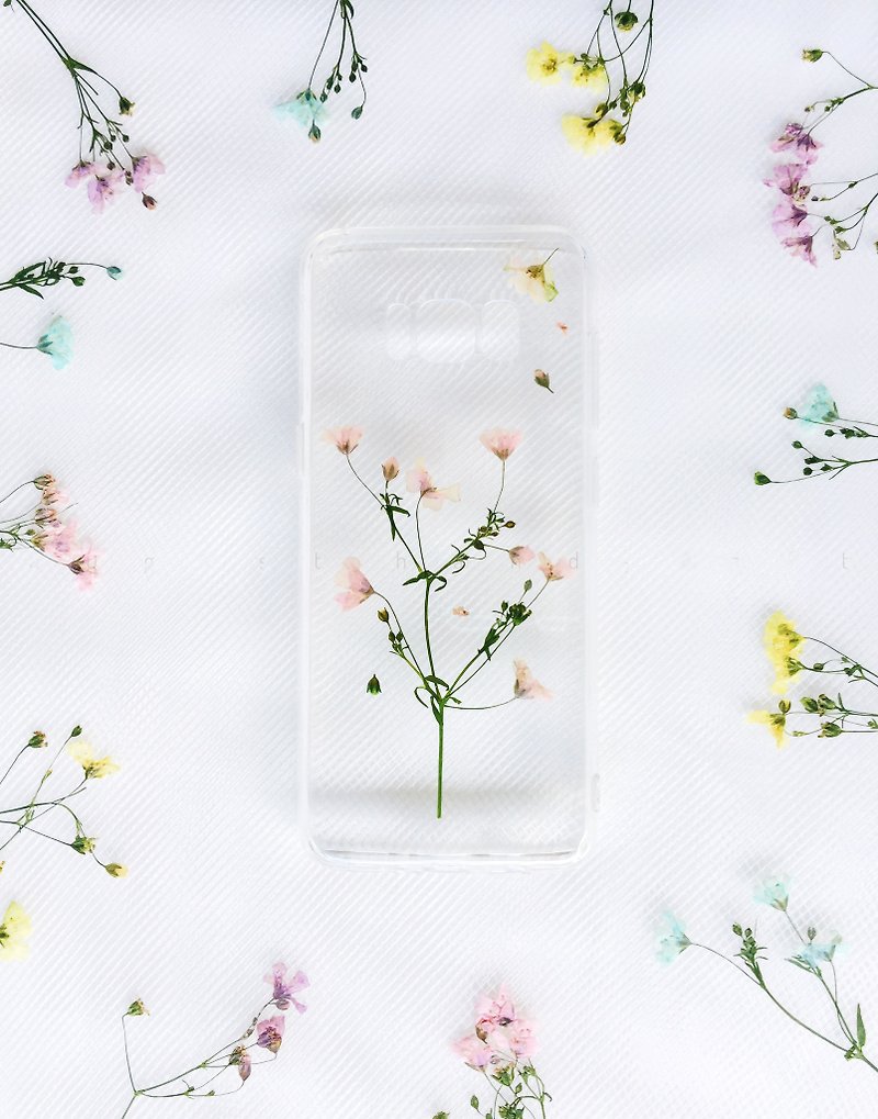 清溪粉满 • Handpressed Flower Phone Case - 手机壳/手机套 - 植物．花 粉红色
