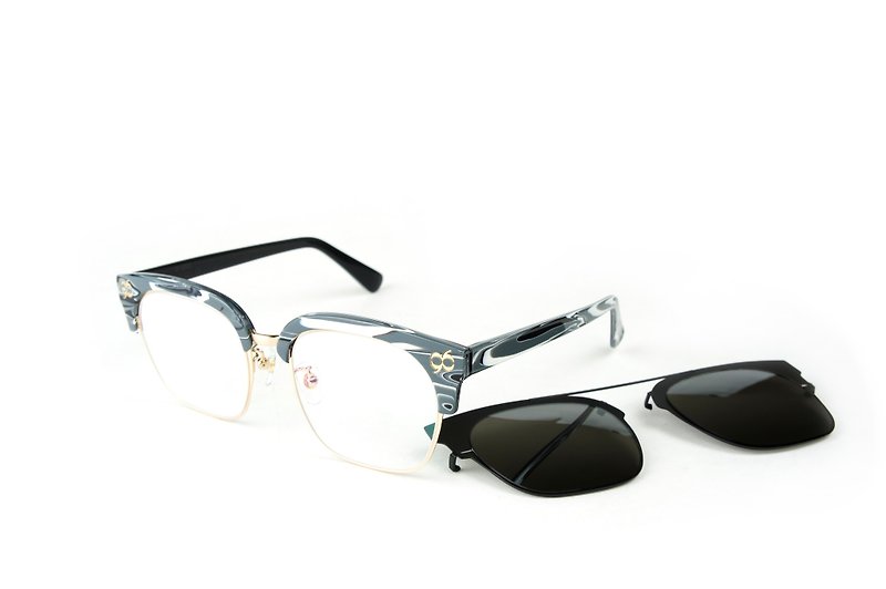 BEING 平光+前挂式太阳眼镜- 灰色(银灰谦虚) - 眼镜/眼镜框 - 其他材质 灰色