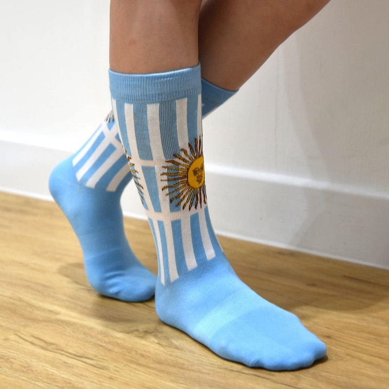 美国Fools day好想去旅行针织袜 - 阿根廷 - 运动配件 - 棉．麻 蓝色