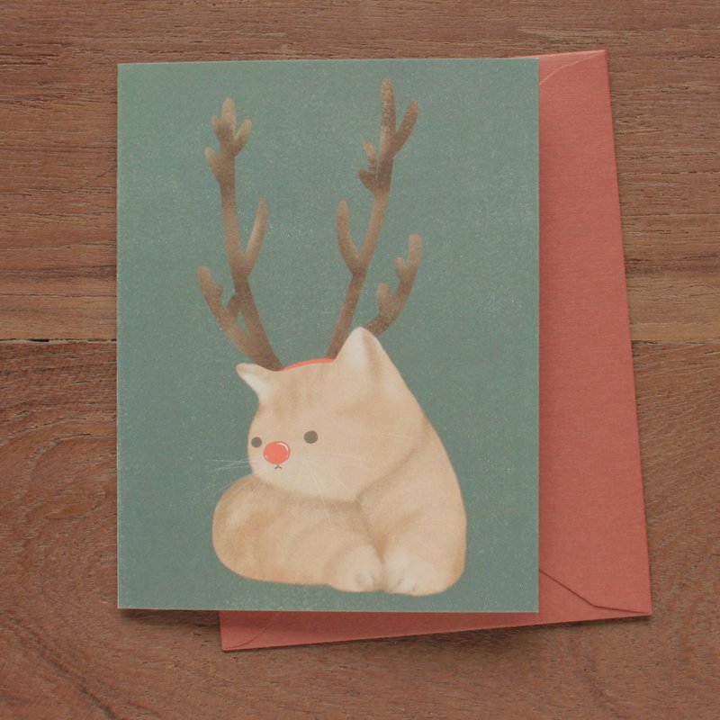 Rudolf The Cat Card - 卡片/明信片 - 纸 绿色