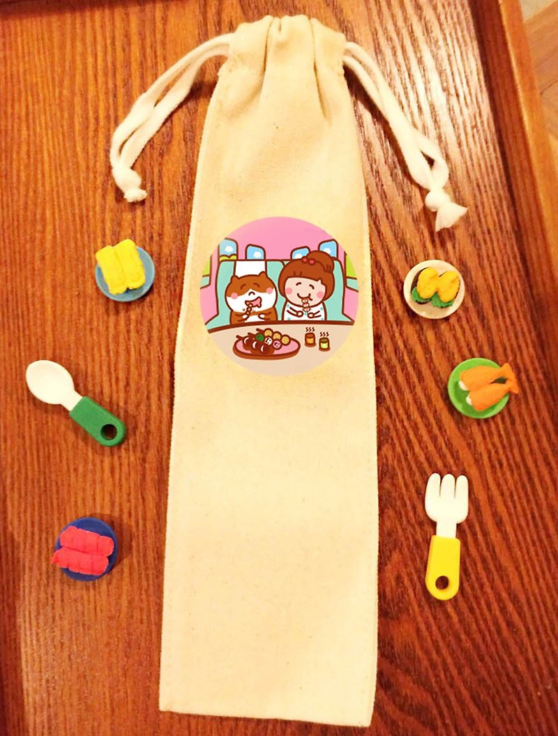 烤团子の猫 环保吸管/筷套 (婚礼小物) 手工印制 Straw chopstick - 化妆包/杂物包 - 棉．麻 