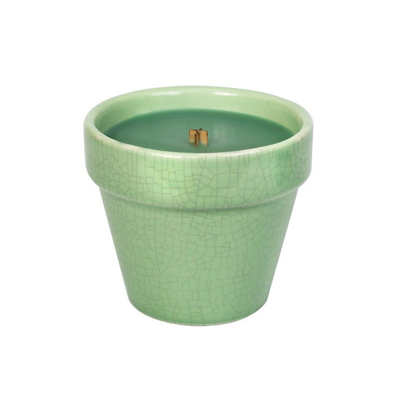 【VIVAWANG】8.5oz草本陶瓷盆栽杯蜡-窗台绿意 - 蜡烛/烛台 - 陶 绿色