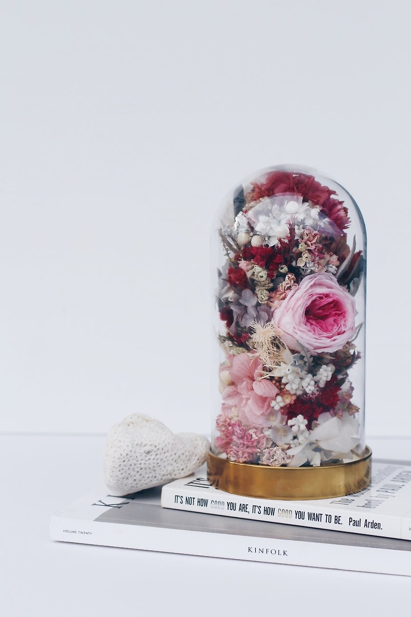 Eternal Floral Dome【爱神-Aphrodite】永生花 瓶中花 送礼 收藏 - 摆饰 - 植物．花 粉红色