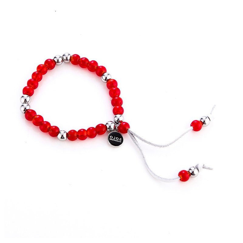 琉璃串珠手环 Lazurite Beads Bracelet - 手链/手环 - 其他金属 红色