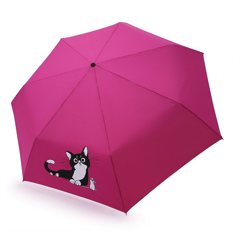 安全不回弹自动伞 防风抗UV超轻量省力 - 桃红猫咪 - 雨伞/雨衣 - 防水材质 红色
