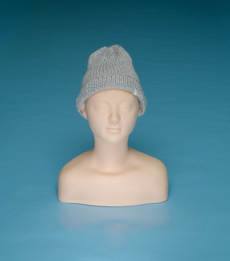 轻薄 - 灰白 LT01 手工编织毛帽 - 帽子 - 羊毛 白色