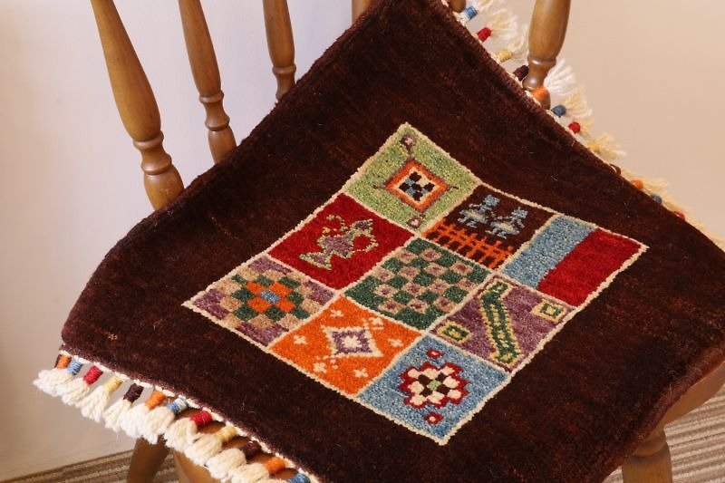ダークブラウン 手織り 絨毯 座布団サイズ ウール 草木染め newデザイン - 被子/毛毯 - 其他材质 咖啡色