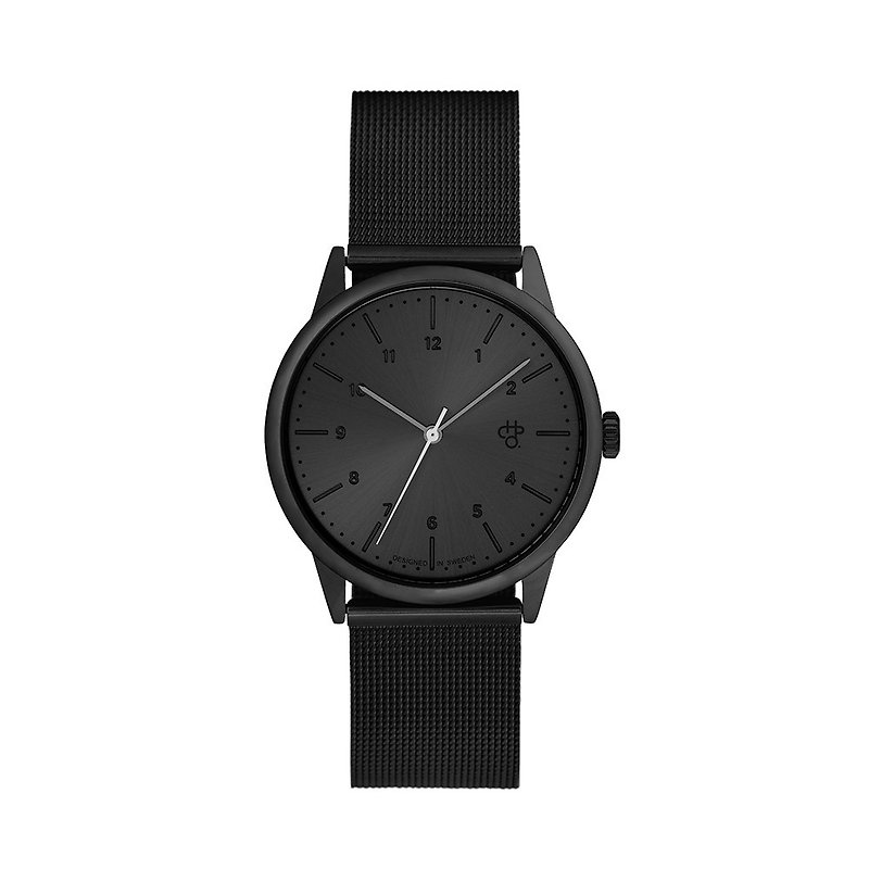 Rawiya系列 黑表盘 - 黑米兰带可调式 手表 - 男表/中性表 - 不锈钢 黑色