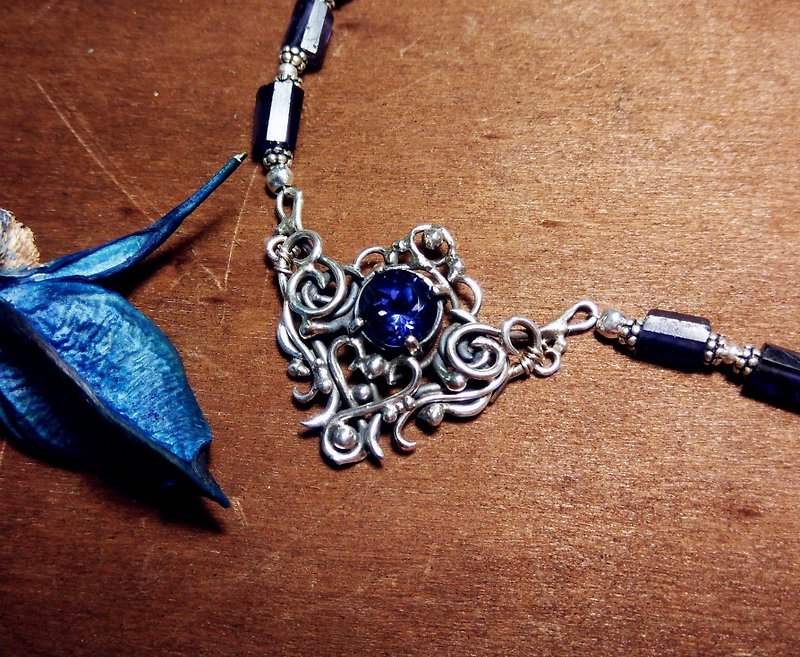［宝石系列］堇青石设计短链 - 项链 - 宝石 蓝色