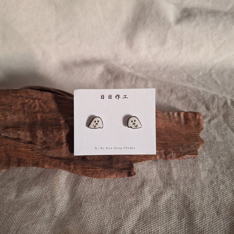 陶瓷耳环-耳针 万圣节系列-小幽灵 小南瓜 - 耳环/耳夹 - 瓷 