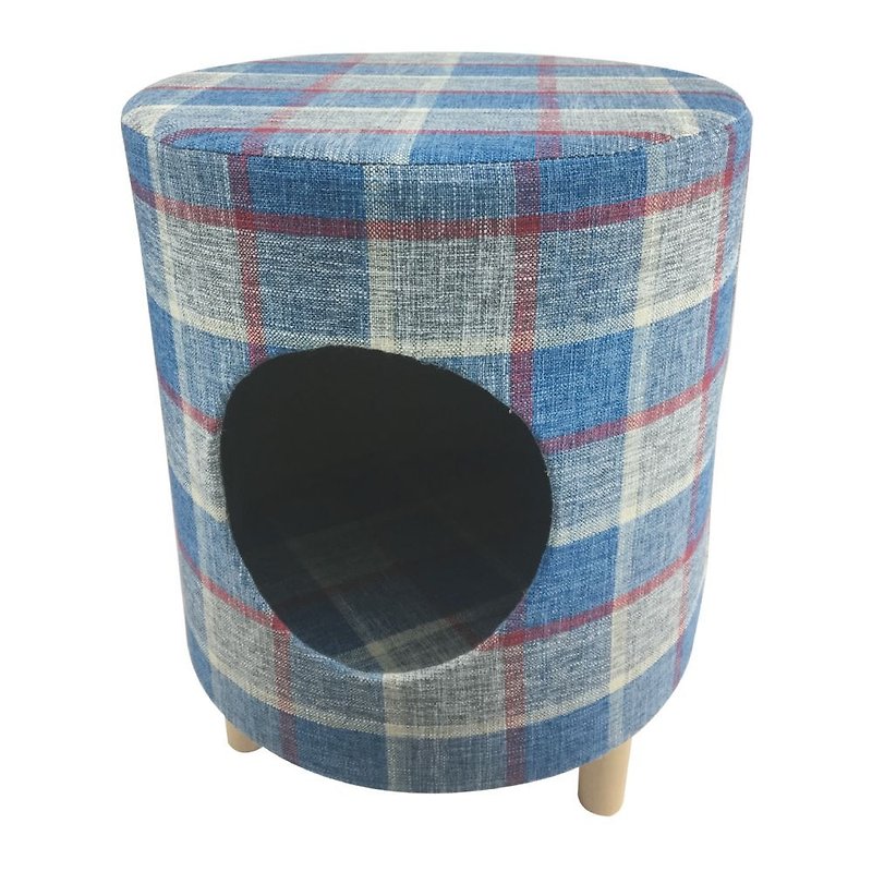 宠物舒适多功能椅凳木窝-圆型蓝色 - 床垫/笼子 - 棉．麻 蓝色