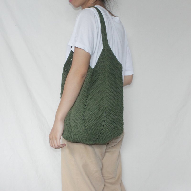 Green Tote bag ,Market bag ,Crochet bag ,Shopping bag - 其他 - 其他材质 绿色