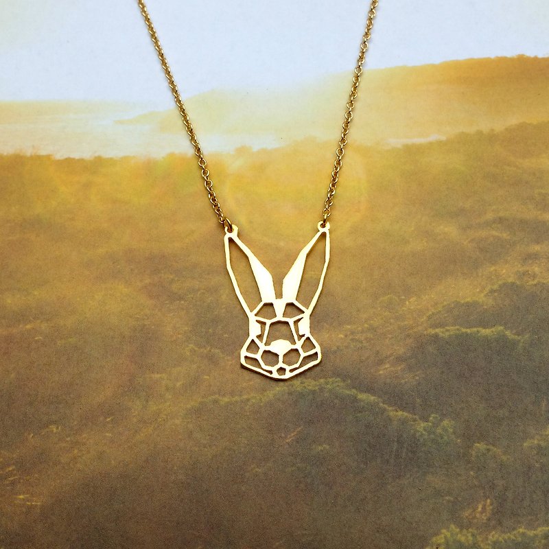 折纸小白兔脸部黄铜项链 - 项链 - 其他金属 金色