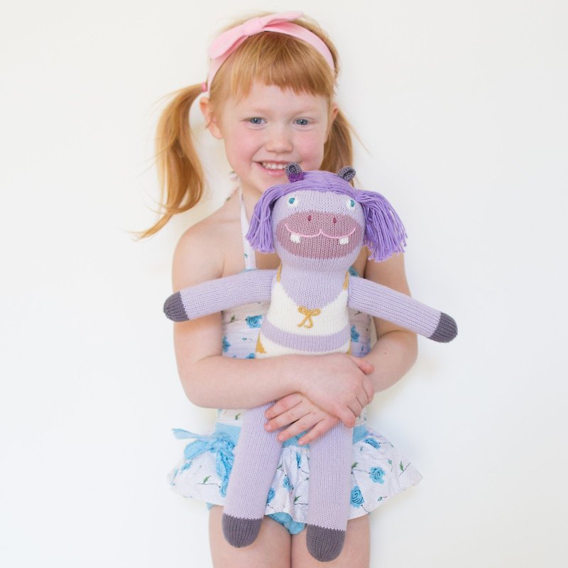 美国Blabla Kids 纯棉针织娃娃(小只) 紫色河马 1-04-034 - 玩具/玩偶 - 棉．麻 紫色