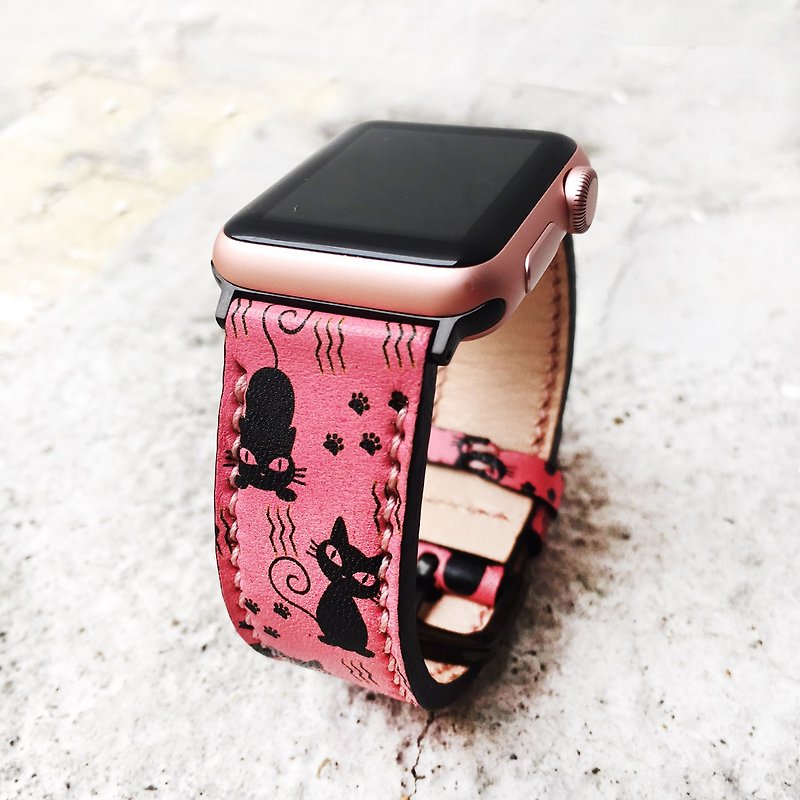 Cat Watch Band Apple Watch皮革表带 - 表带 - 真皮 粉红色