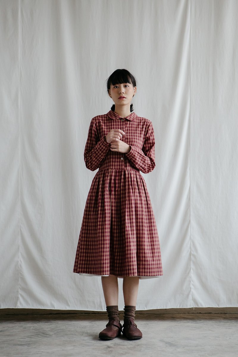 Makers Classic Dress in Dusty red (Christmas 2017) - 洋装/连衣裙 - 棉．麻 红色