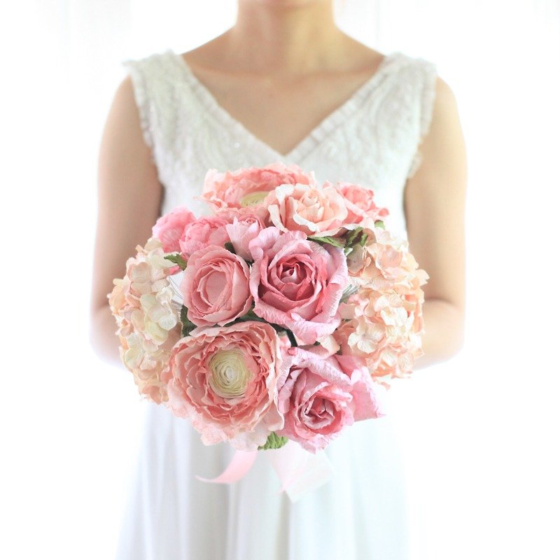 MB106 : Blush Bridal Bouquet Medium Bouquet Love is in the air Size 10.5"x16" - 木工/竹艺/纸艺 - 纸 粉红色