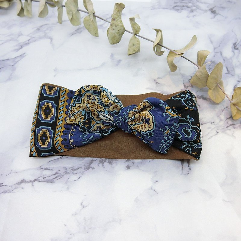 【壳艺品】双层两戴式发带(摩洛哥款) - 发带/发箍 - 棉．麻 蓝色