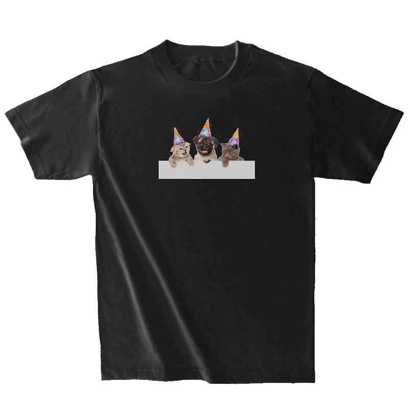 Whitee 白T  树懒设计 短袖T-shirt 猫狗同欢 T恤 TEE - 其他 - 棉．麻 黑色