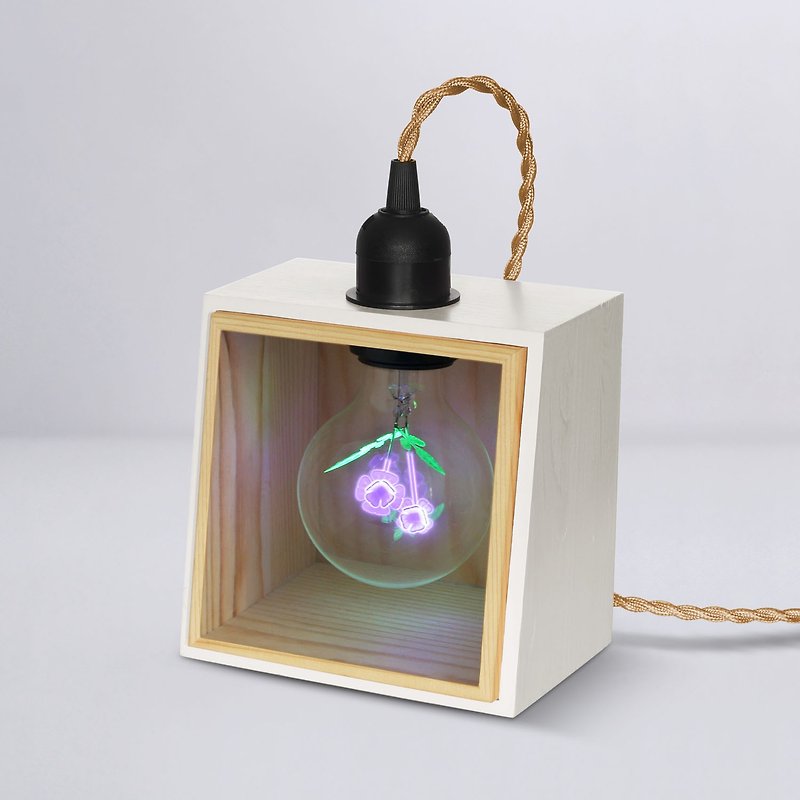 方形木制小夜灯 - 含1 个 紫色许愿花灯泡 Edison-Style 爱迪生灯泡 - 灯具/灯饰 - 木头 黑色
