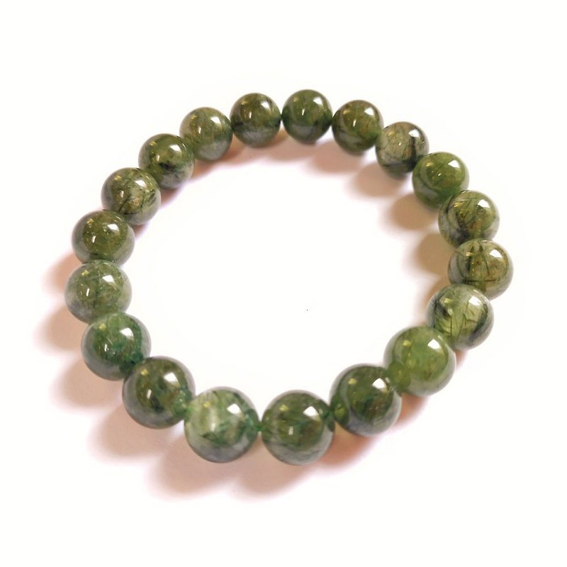 10mm天然绿发晶手链 发丝清晰 招财 - 手链/手环 - 其他材质 绿色
