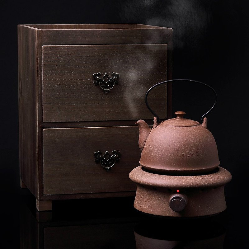 陶作坊│九式烧水壶电陶茶炉组(含木柜) - 茶具/茶杯 - 其他材质 咖啡色