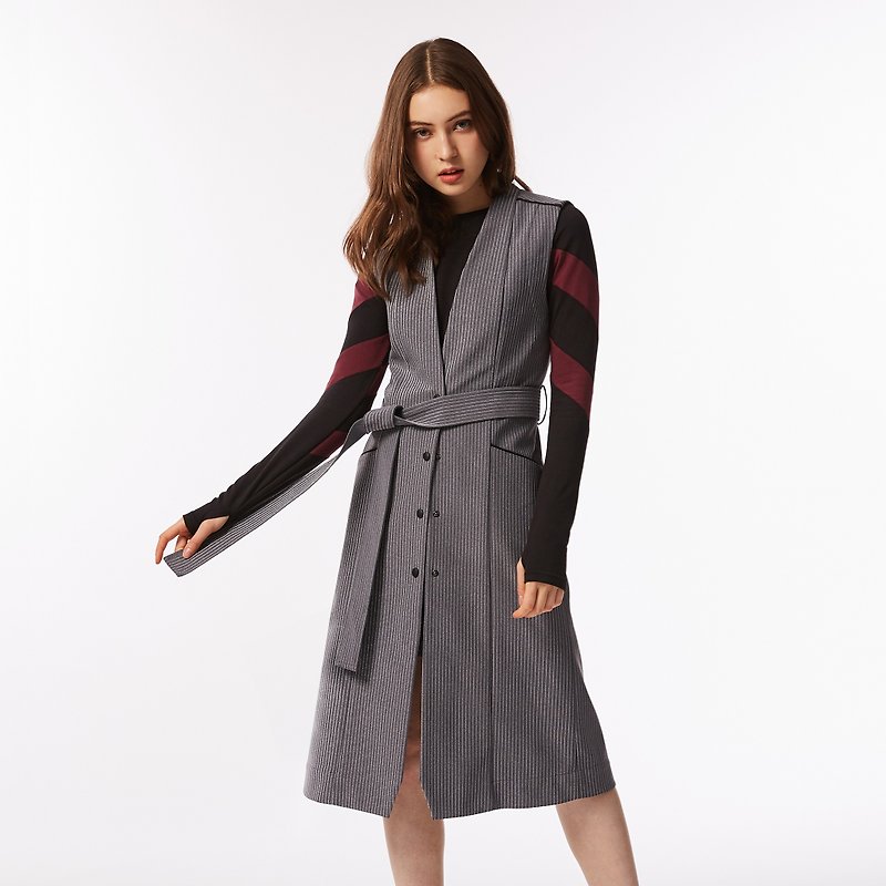 Woolmiracle 羊毛混纺长版西装背心 - 女装休闲/机能外套 - 其他材质 灰色