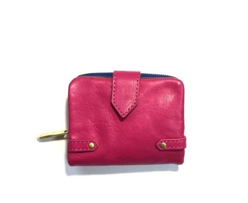 CU191PK 　2つ折り　革　レザー ユニセックス　イタリアレザー 折財布 - 皮夹/钱包 - 真皮 粉红色