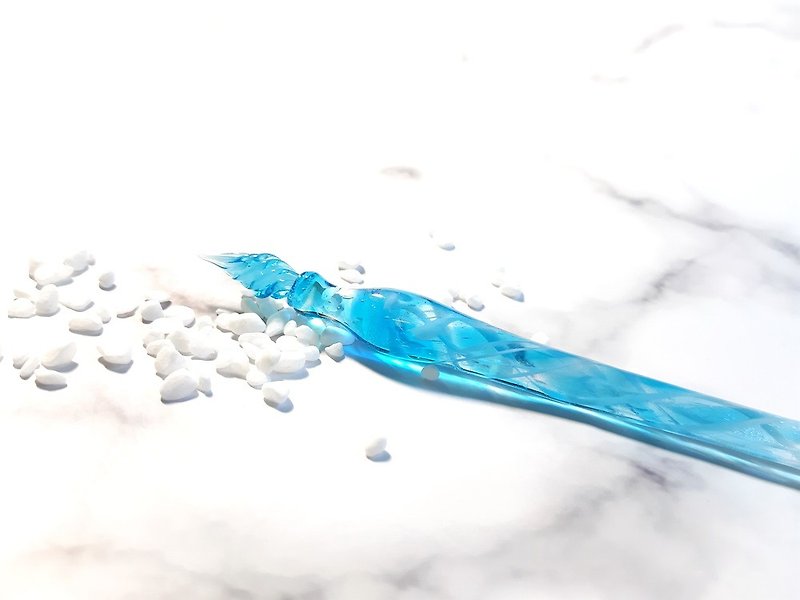 柚子林琉璃 - 水舞彩带/ 蓝 - 琉璃笔 - 玻璃笔 - 沾水笔 - 蘸水笔 - 玻璃 蓝色