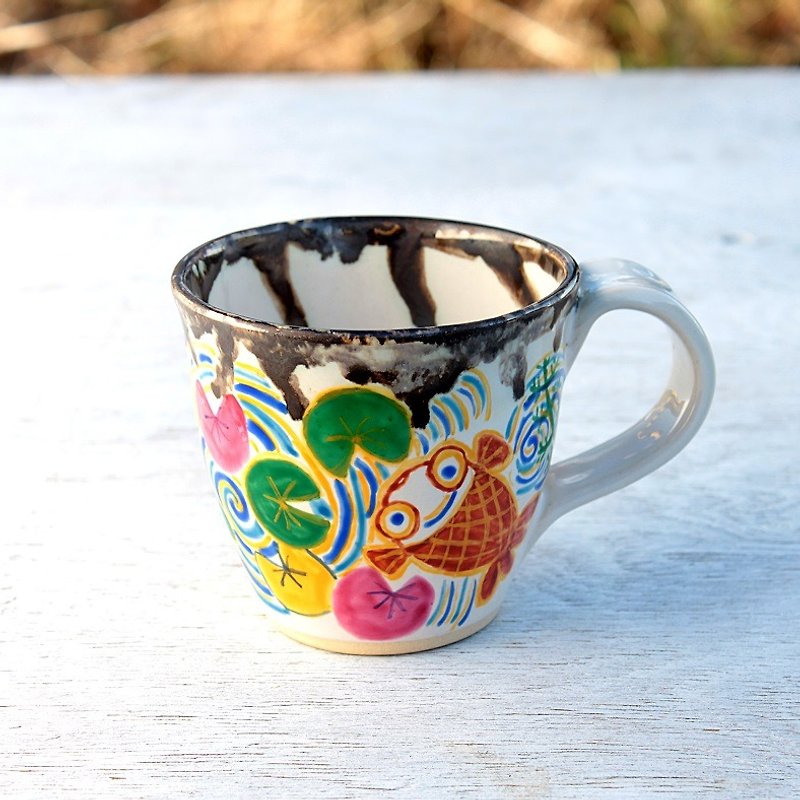 金魚絵のマグカップ - 咖啡杯/马克杯 - 陶 多色