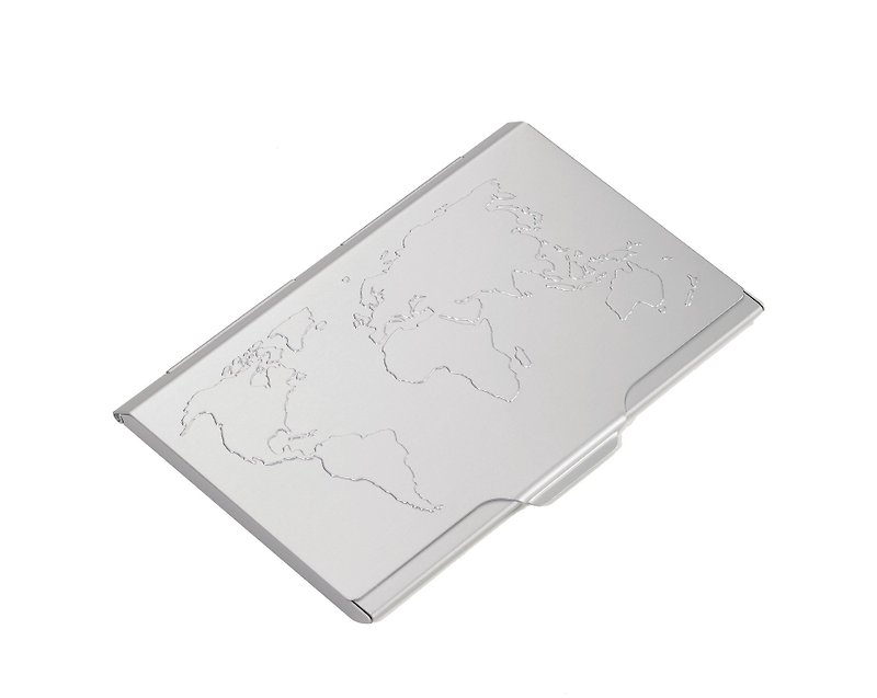 世界地图轻巧名片夹(银色) - 名片夹/名片盒 - 其他金属 灰色