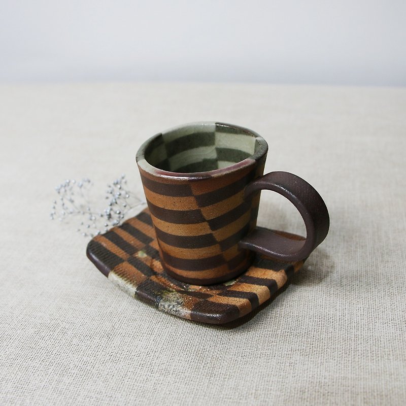 绞胎咖啡杯组 新彩烧 柴烧陶艺 手作作品 | 咖啡杯 礼物 收藏 - 咖啡杯/马克杯 - 陶 黑色