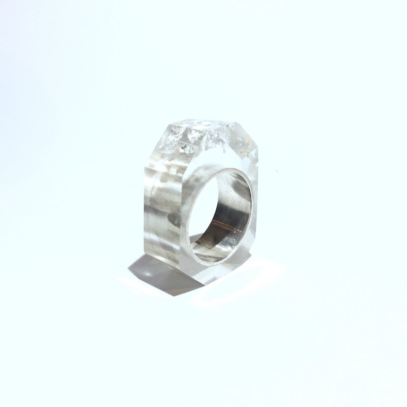 PRISMリング　シルバー・クリア銀箔 - 戒指 - 其他金属 银色