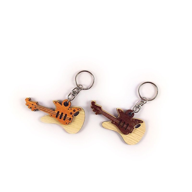 【教师节礼物】木雕钥匙圈-电吉他 - 钥匙链/钥匙包 - 木头 咖啡色
