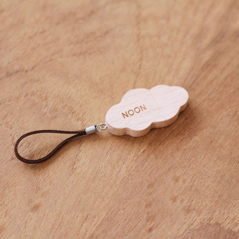 【定制礼物】 USB 随身碟 云朵 | 生日礼物 (不含皮绳) - U盘 - 木头 咖啡色