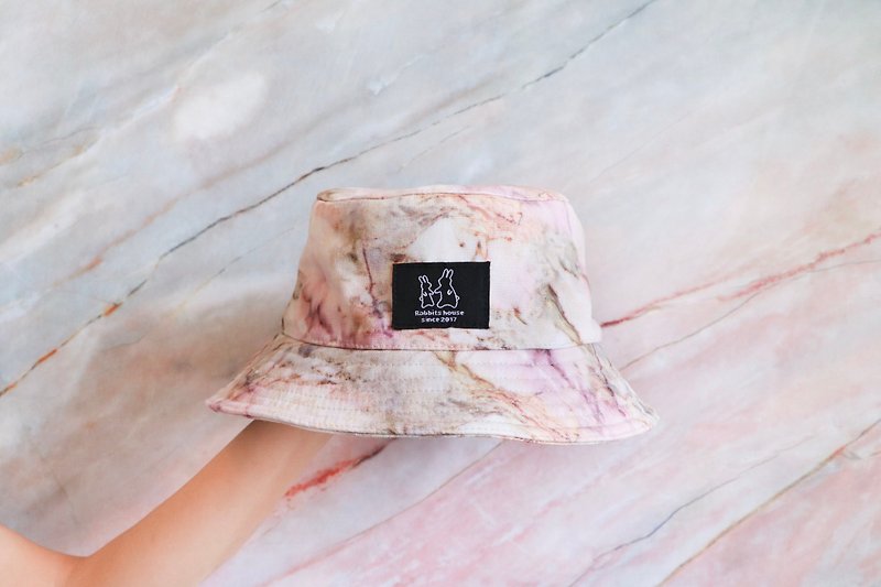粉色大理石纹渔夫帽 - 帽子 - 棉．麻 粉红色