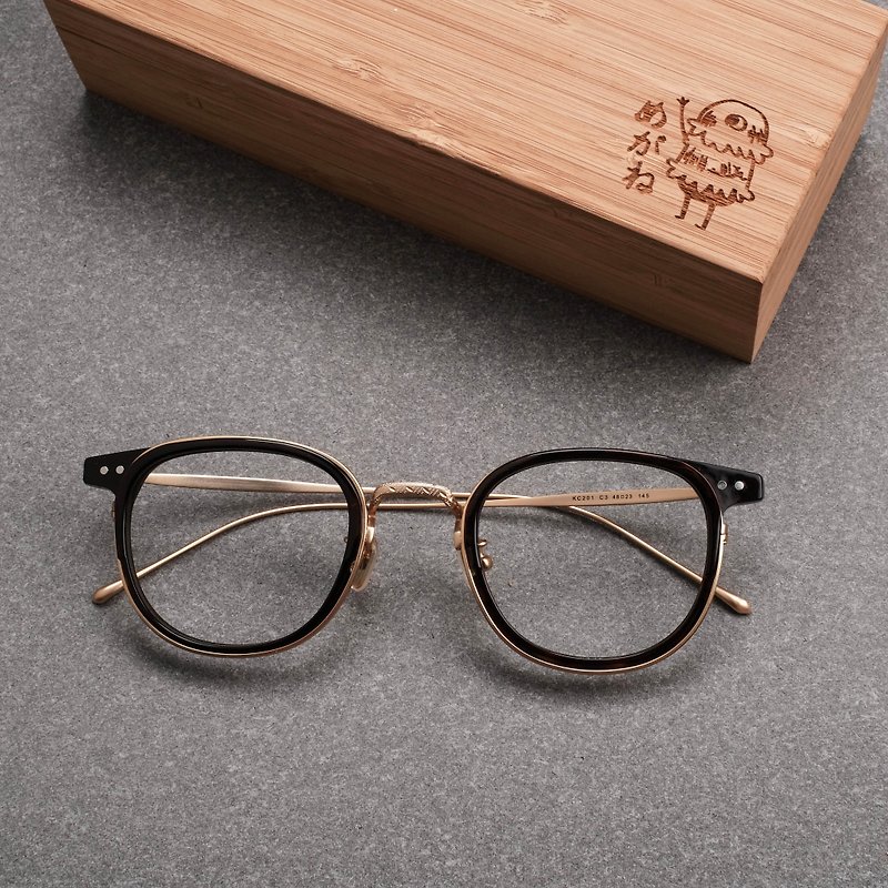 韩国复古中金 钛金属 雕花 渐层 大框 眼镜 镜框 玳瑁金 - 眼镜/眼镜框 - 其他材质 