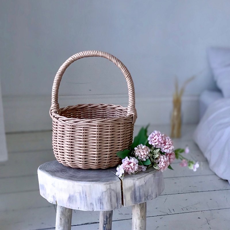 Flower girl basket. Harvest kids basket. Wedding petals basket. - 收纳用品 - 环保材料 咖啡色