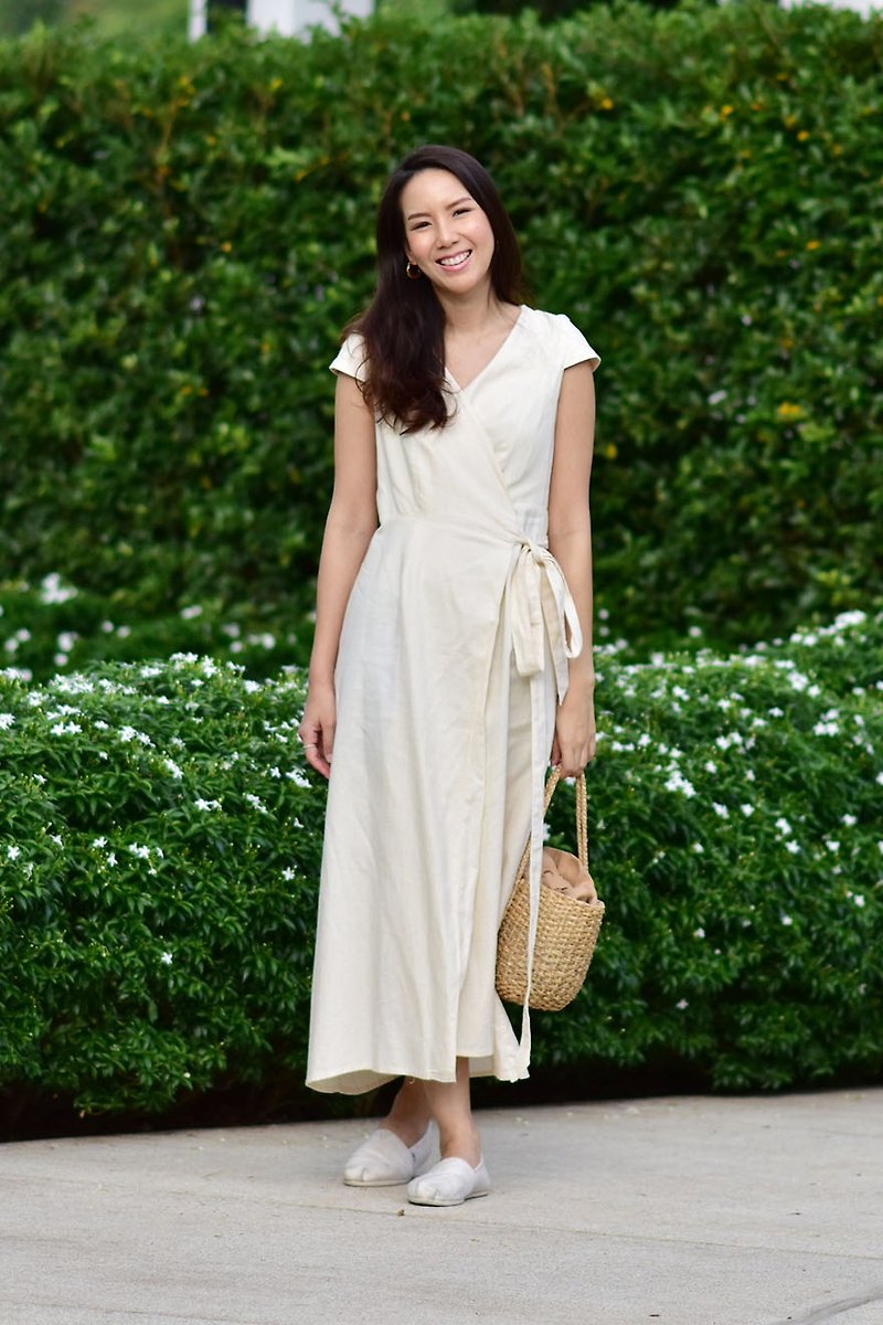 Isabella Linen Dress| made-to-order | custom size - 洋装/连衣裙 - 亚麻 白色