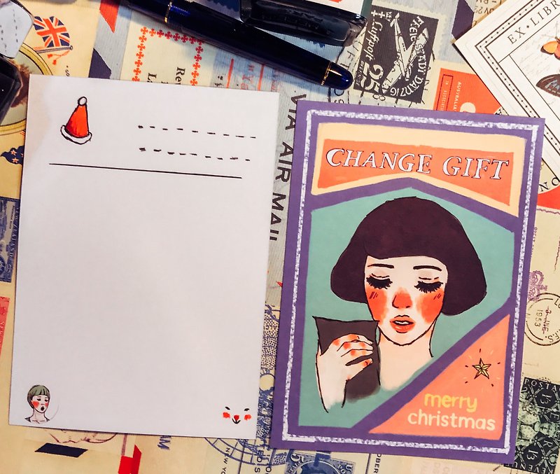 交换礼物圣诞明信片 - 卡片/明信片 - 纸 紫色