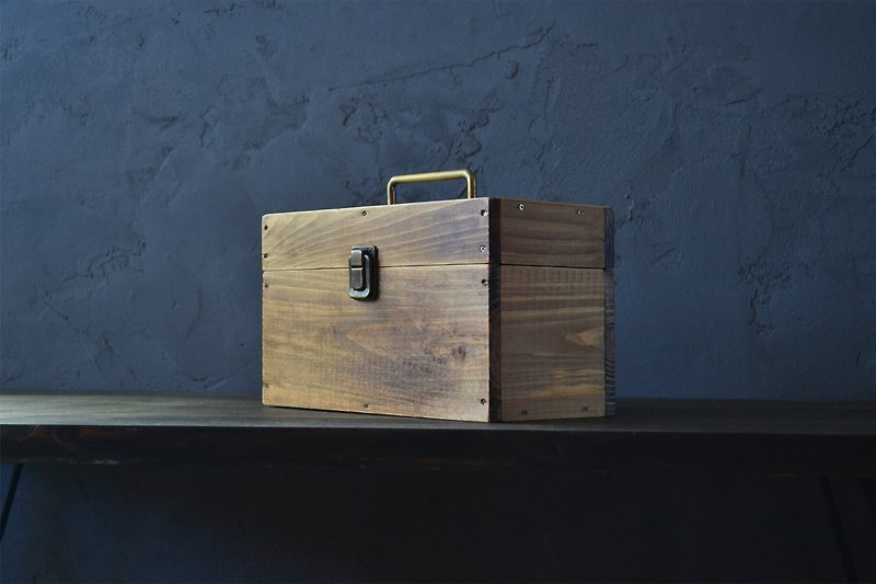 木製トランクボックス/日本産ひのき/木製ケース/size M - 收纳用品 - 木头 咖啡色