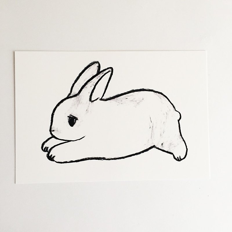 寝そべりウサギのポストカード - 卡片/明信片 - 纸 白色