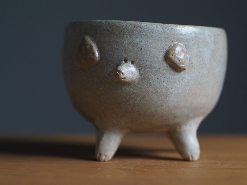 小脸系列-四脚杯杯 - 花瓶/陶器 - 陶 白色