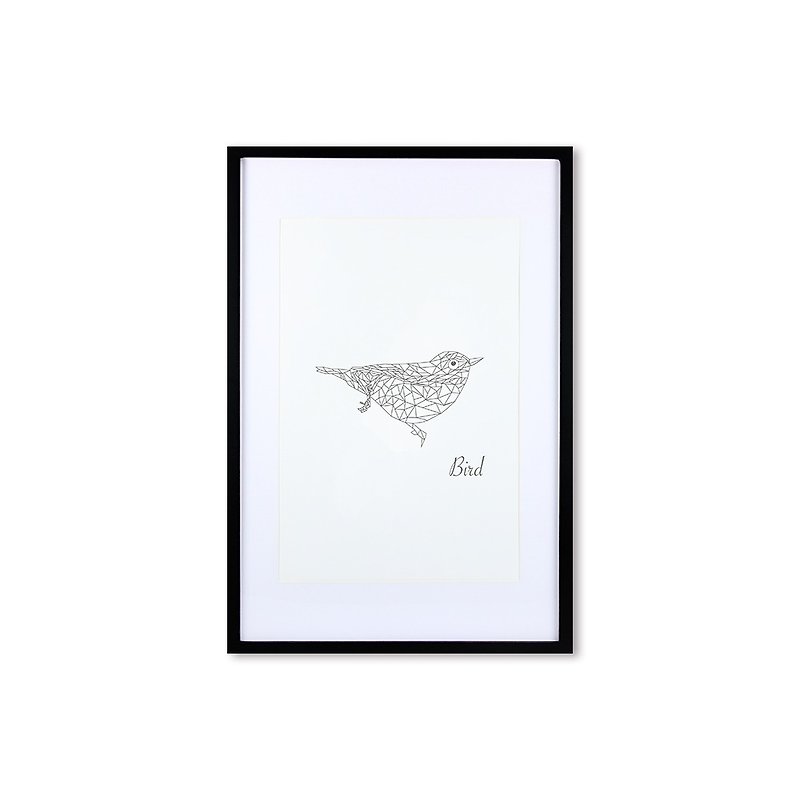 装饰画相框 动物 几何线条 鸟 黑色框 63x43cm 室内设计 布置 - 画框/相框 - 木头 黑色