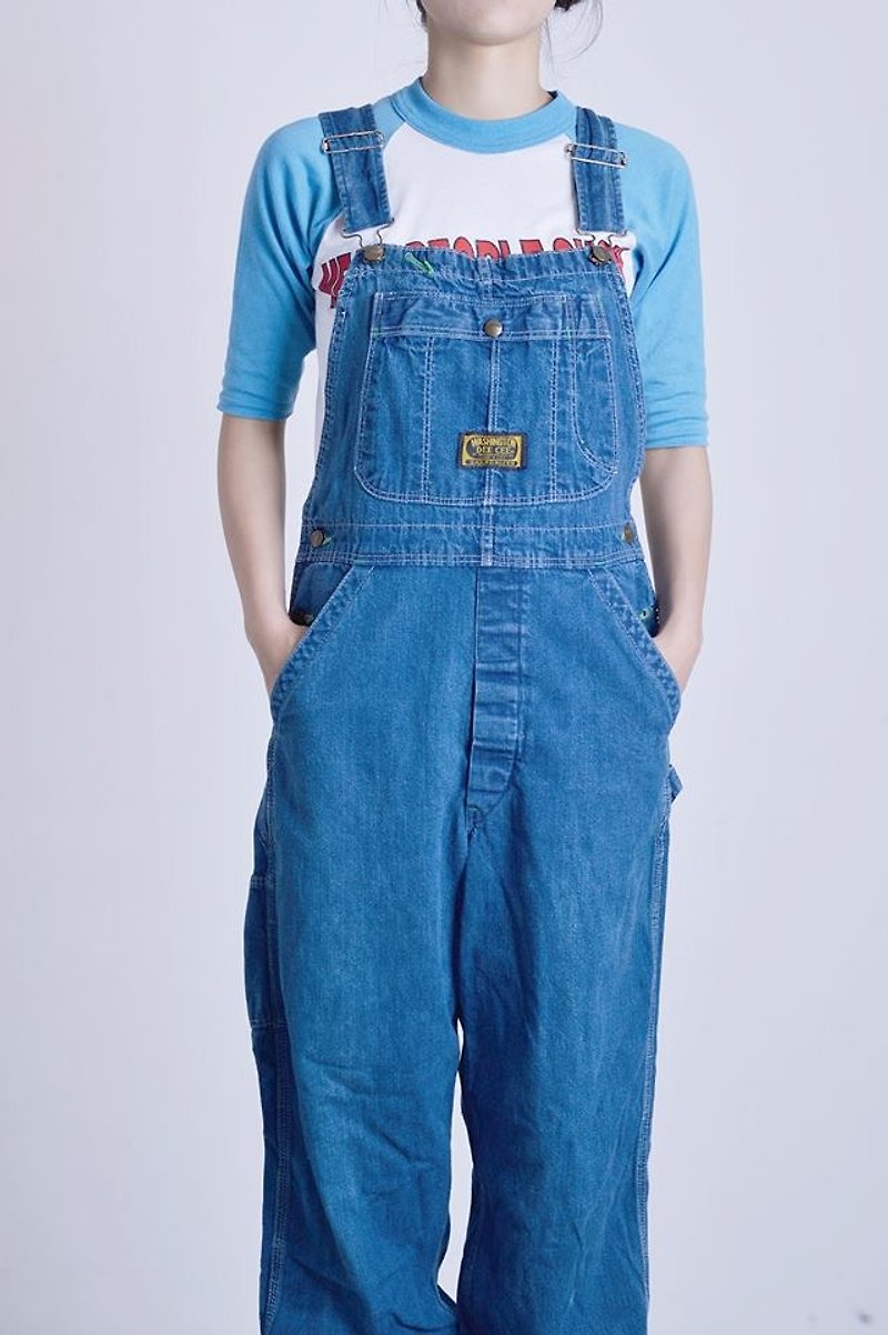 《Dee Cee 美式吊带裤》 OV017 - 背带裤/连体裤 - 棉．麻 蓝色