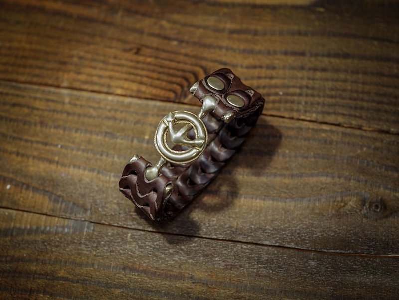 Leather Chain Bracelet 锁甲皮革手环 - 其他 - 真皮 咖啡色