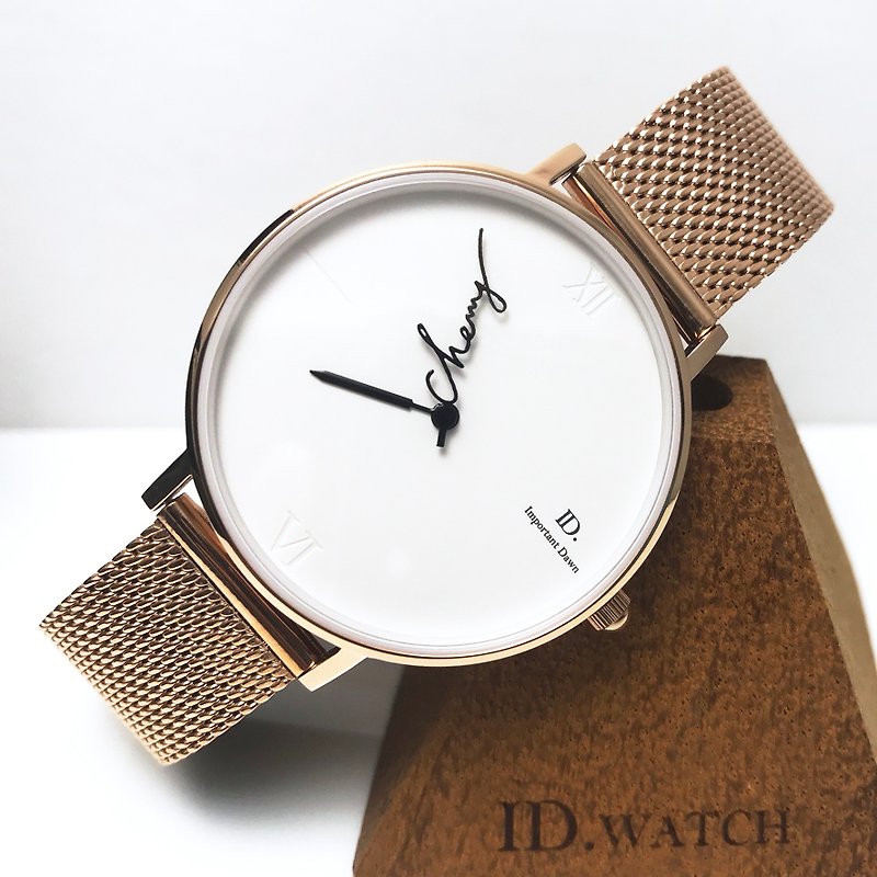 ID.watch定制化姓名指针手表-手写签名风格 - 男表/中性表 - 其他金属 金色