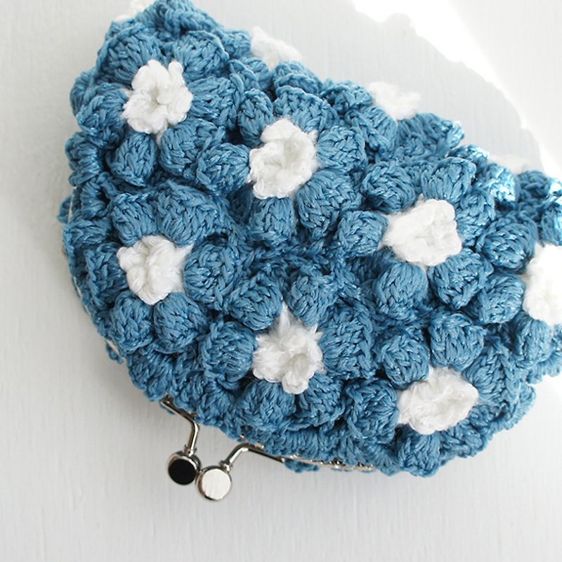 Ba-ba handmade Poppy puff knitting pouch  No.C1409 - 化妆包/杂物包 - 其他材质 蓝色