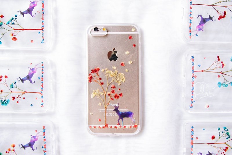 小鹿出没干花手机壳 • Handpressed Flower Phone Case - 手机壳/手机套 - 植物．花 红色
