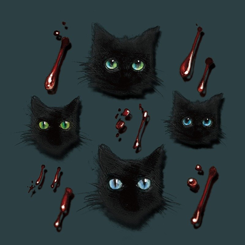 记号诗歌 - 小黑猫与小咬痕 彩色版 插画刺青贴纸 vampire吸血 - 纹身贴 - 其他材质 黑色